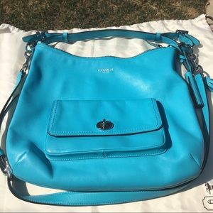 Coach turquoise blue leather hobo